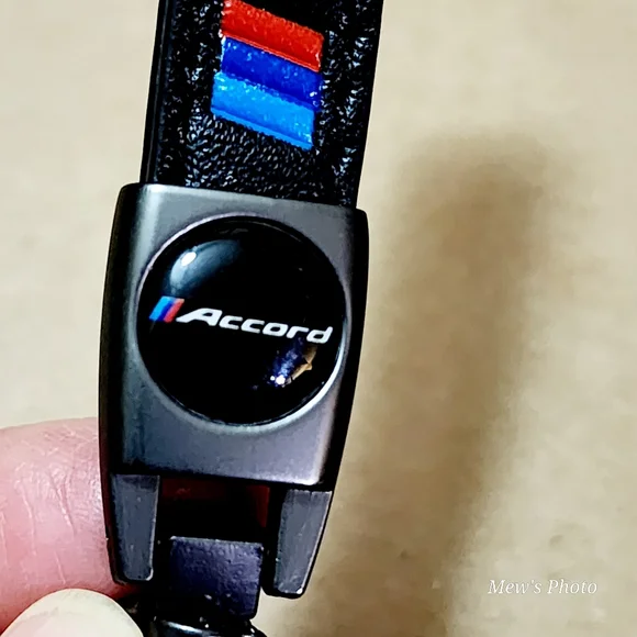 Black Leather Car Keychain Metal Car Honda Accord Accessories - Picture 4 of 4